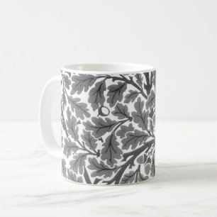 William Morris Oak Leaves, Grey / Grey and White  Coffee Mug