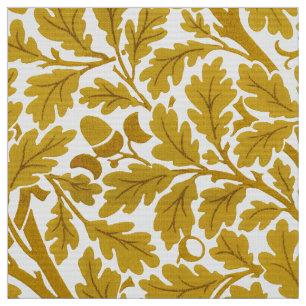 William Morris Oak Leaves, Mustard Yellow & White Fabric