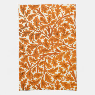 William Morris Oak Leaves, Rust Orange & Cream  Kitchen Towel
