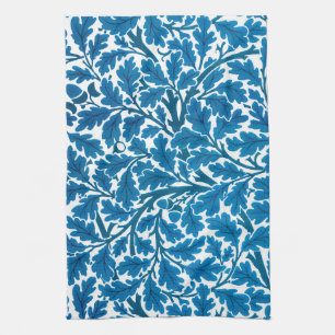 William Morris Oak Leaves, Sapphire Blue and White Kitchen Towel