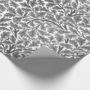 William Morris Oak Leaves, Silver Grey and White Wrapping Paper