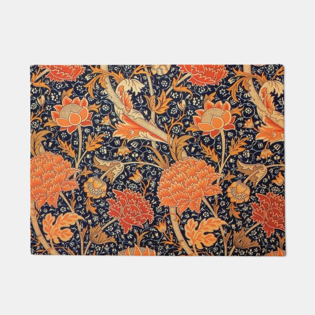 William Morris Orange Cray Doormat (Front)