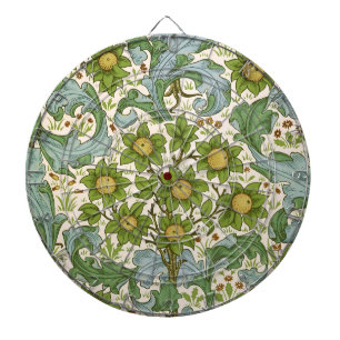 William Morris Orchard Green Floral Art Dartboard