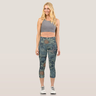 William Morris Orchard Pattern Art Capri Leggings
