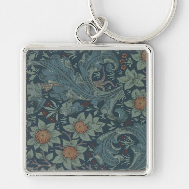 William Morris Orchard Pattern Art Keychain (Front)