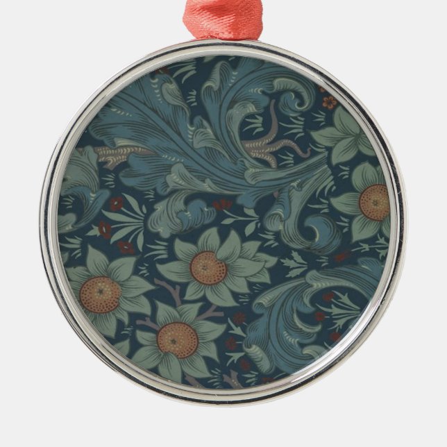 William Morris Orchard Pattern Art Metal Ornament (Front)