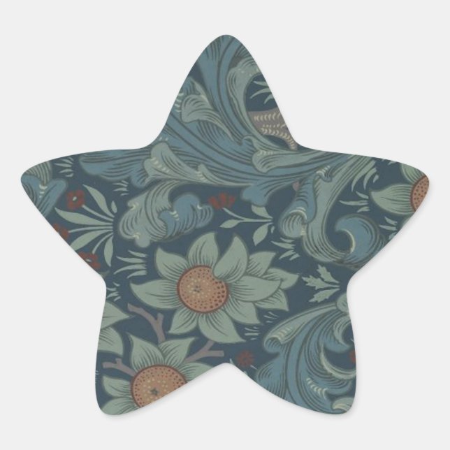 William Morris Orchard Pattern Art Star Sticker (Front)