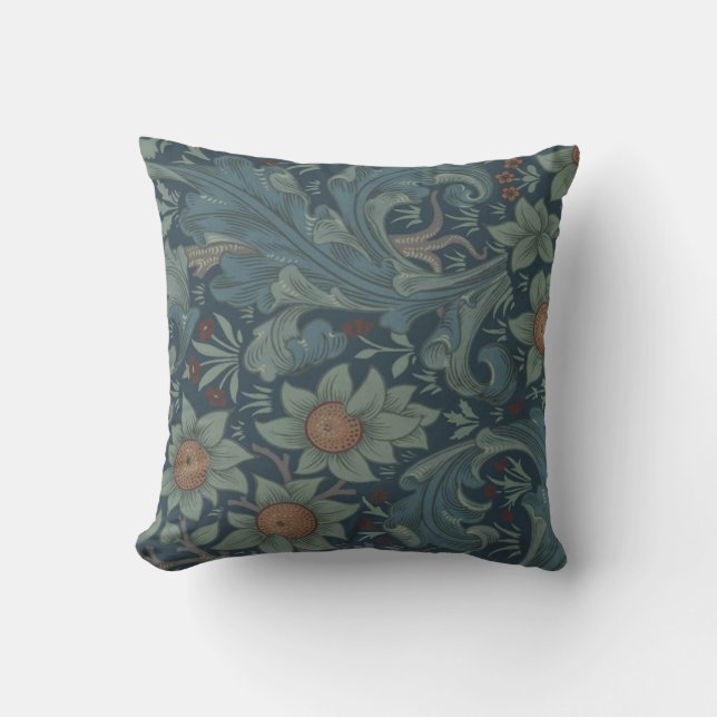 William Morris Orchard Pattern Art Throw Pillow (Front)