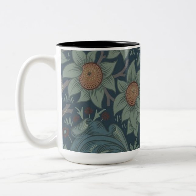 William Morris Orchard Pattern Art Two-Tone Coffee Mug (Left)