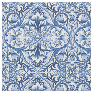 William Morris ornament blue and white flowers Fabric