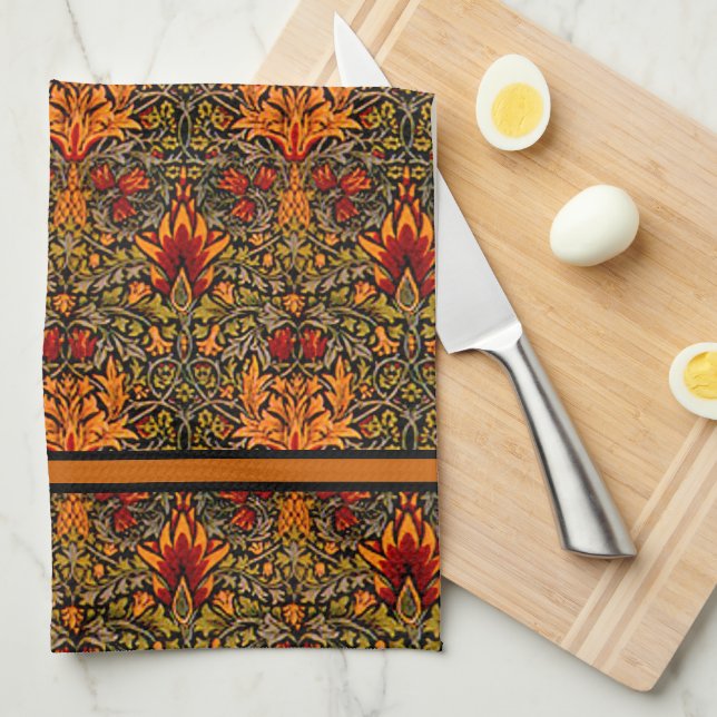 William Morris Over-Saturated Fall Colours Kitchen Towel (Quarter Fold)