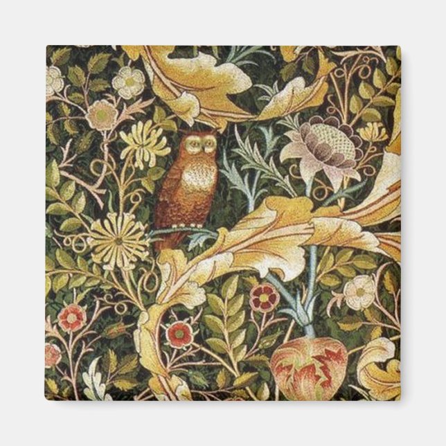 William Morris Owl an Acanthus Magnet (Front)