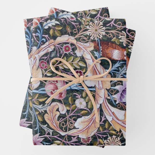 William Morris, Owl and Flowers Wrapping Paper Sheet (In situ)