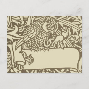 William Morris Owl Floral Vintage Design Postcard