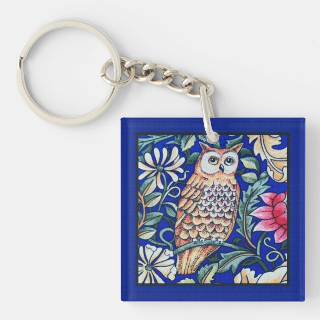 William Morris Owl Tapestry, Beige et Cobalt Blue (Devant)