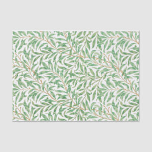 William Morris Pastel Green Willow Leaf Branches Tissue Paper