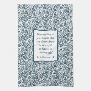 William Morris Pattern and Quotation Elegant Green Kitchen Towel
