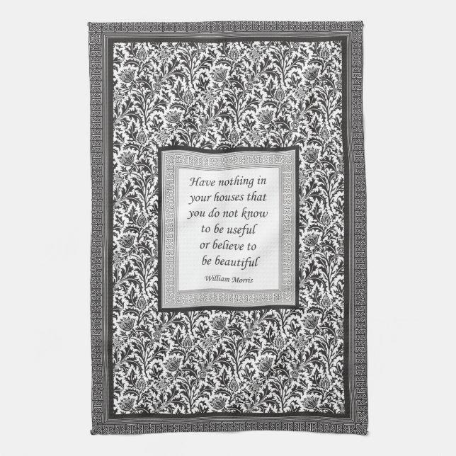 William Morris Pattern and Quotation Elegant Kitchen Towel (Vertical)