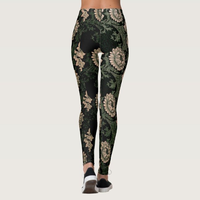 William Morris, pattern,redesigned,dark colours, c Leggings (Back)
