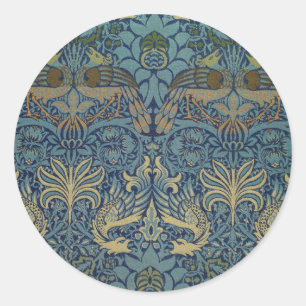 William Morris Peacock and Dragon Classic Round Sticker
