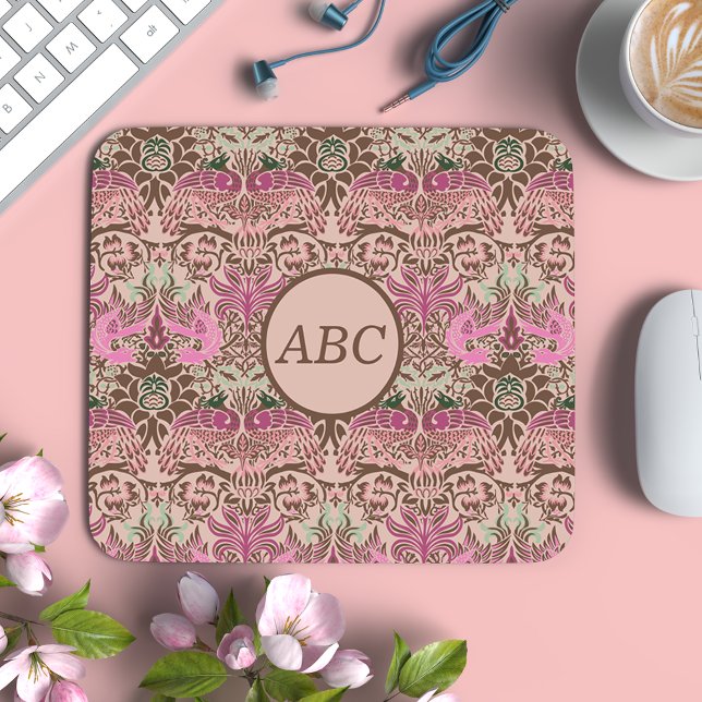 William Morris Peacock and Dragon Monogram Mouse Pad (Creator Uploaded)