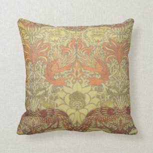 William Morris Peacock and Dragon Pattern Throw Pillow