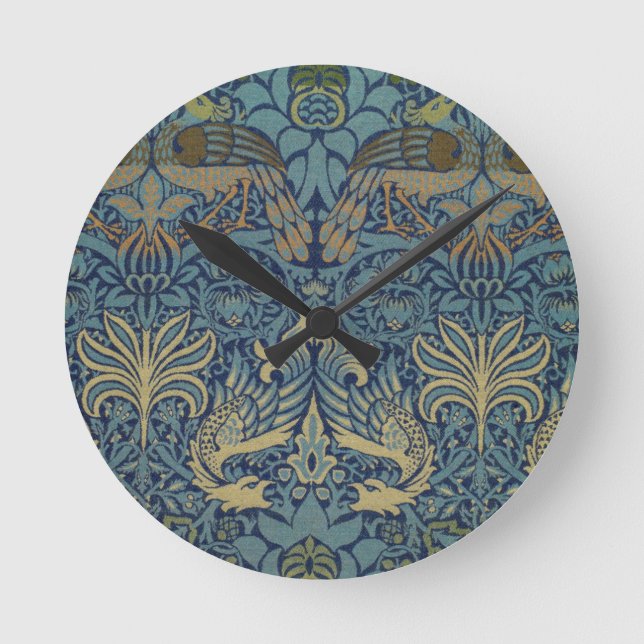 William Morris Peacock and Dragon Round Clock (Front)