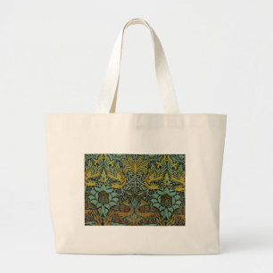 William Morris Peacock and Dragon Tapestry Large Tote Bag
