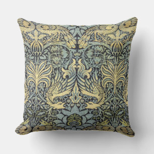 William Morris Peacock and Dragon Throw Pillow