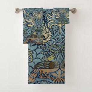 William Morris Peacock and Dragon Woven Design Bath Towel Set