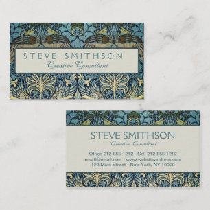 William Morris Peacock and Dragon Woven Design Business Card