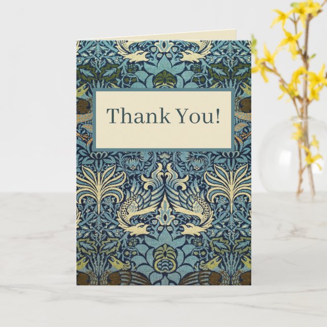 William Morris Peacock and Dragon Woven Design Card (Yellow Flower)