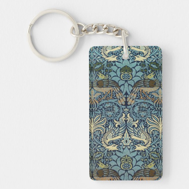 William Morris Peacock and Dragon Woven Design Keychain (Front)
