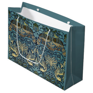 William Morris Peacock and Dragon Woven Design Large Gift Bag