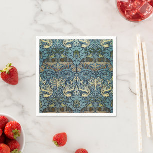 William Morris Peacock and Dragon Woven Design Napkin