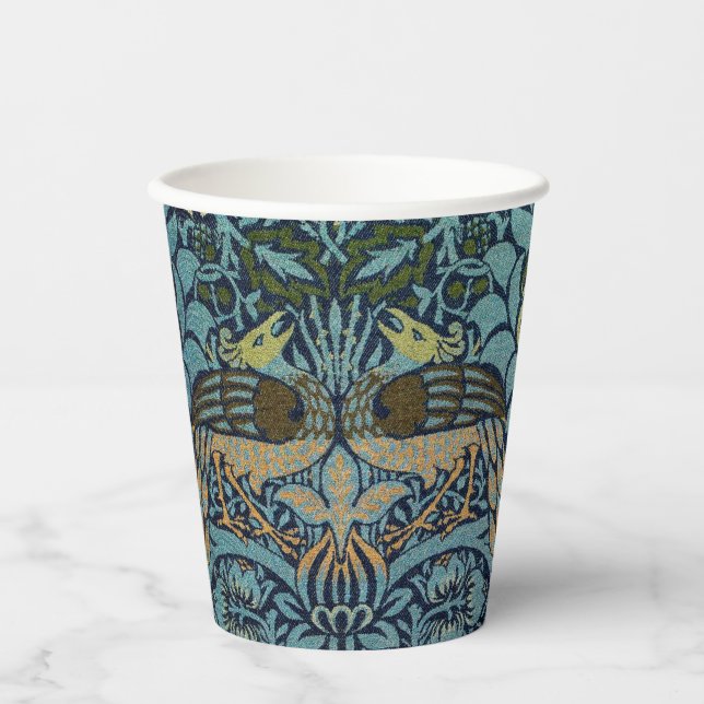 William Morris Peacock and Dragon Woven Design Paper Cups (Front)