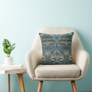 William Morris Peacock and Dragon Woven Design Throw Pillow