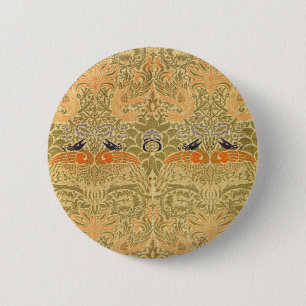 William Morris Peacock & Dragon Arts & Crafts 2 Inch Round Button