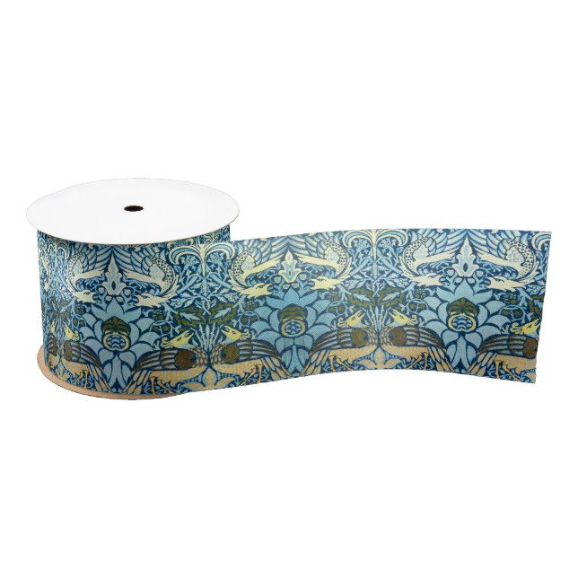 William Morris Peacock Dragon Classic Satin Ribbon (Spool)
