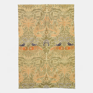 William Morris Peacock Dragon Vintage Arts Crafts  Kitchen Towel