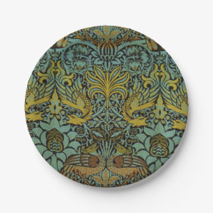 William Morris Peacock Dragon Wallpaper Paper Plate