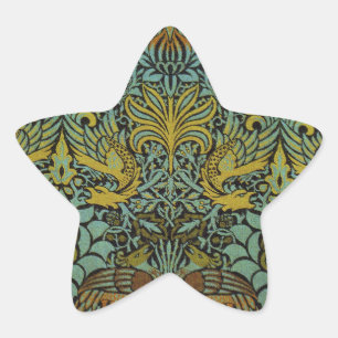 William Morris Peacock Dragon Wallpaper Star Sticker