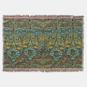 William Morris Peacock Dragon Wallpaper  Throw Blanket