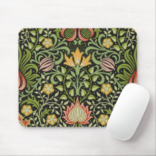 William Morris Persian Black Floral Tile Art Mouse Pad
