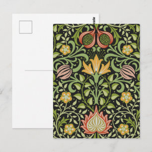 William Morris Persian Black Floral Tile Art Postcard