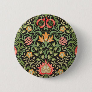 William Morris Persian Floral Antique 2 Inch Round Button
