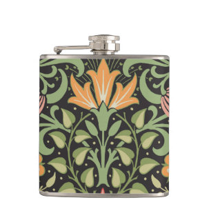 William Morris Persian Floral Antique Hip Flask
