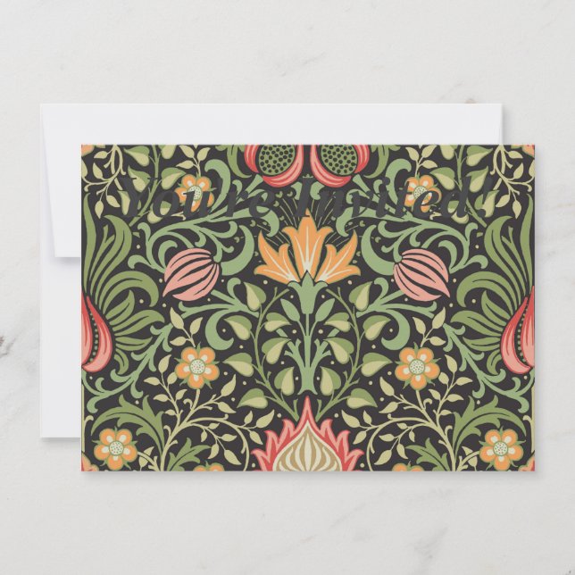 William Morris Persian Floral Antique Invitation (Front)