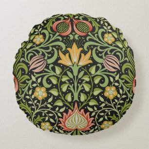 William Morris Persian Floral Botanical Design Round Pillow