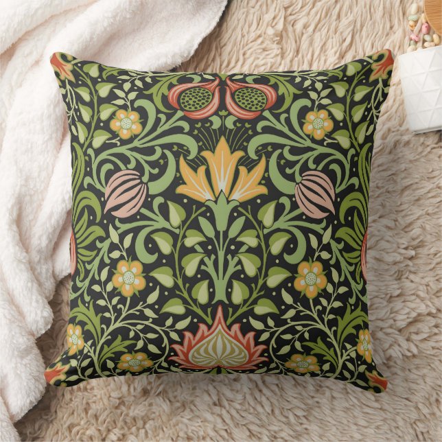 William Morris Persian Floral Botanical Design Throw Pillow (Blanket)